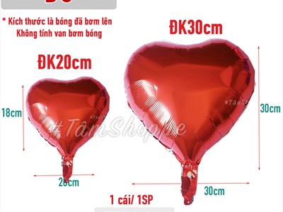 Bong bóng kiếng trái tim trơn màu nhiều cỡ BBK-TIM-03